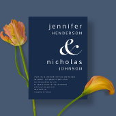 Elegant Navy Blue Ampersand Hochzeit Einladung