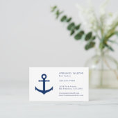 Elegant Navy Blue Anchor Simple Nautical Visitenkarte (Stehend Vorderseite)