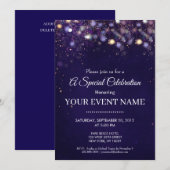 Elegant Navy Blue and Gold Circle Sphere Luxury  Einladung (Vorne/Hinten)