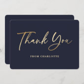 Elegant Navy Blue and Gold Dankeskarte (Vorne/Hinten)