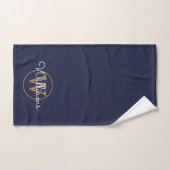 Elegant Navy Blue and Gold Monogram Badhandtuch Set (Handtuch)