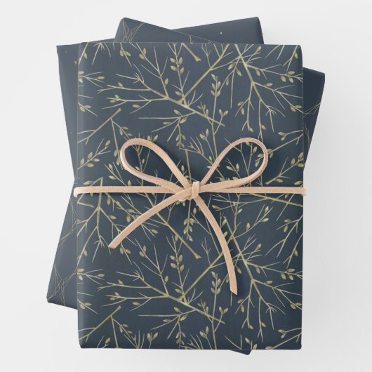 Elegant Navy Blue and Gold Pattern Geschenkpapier Set (Beispiel)