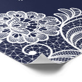 Elegant Navy Blue and Lace | Begrüßungszeichen Poster (Ecke)