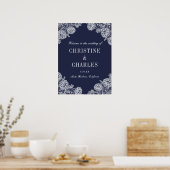 Elegant Navy Blue and Lace | Begrüßungszeichen Poster (Küche)