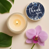 Elegant Navy Blue and Silver Floral Runder Aufkleber