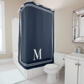Elegant Navy Blue and White Monogram Duschvorhang (Beispiel)