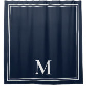 Elegant Navy Blue and White Monogram Duschvorhang (Vorderseite)