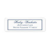 Elegant Navy Blue and White Wedding Address Label (Vorne)