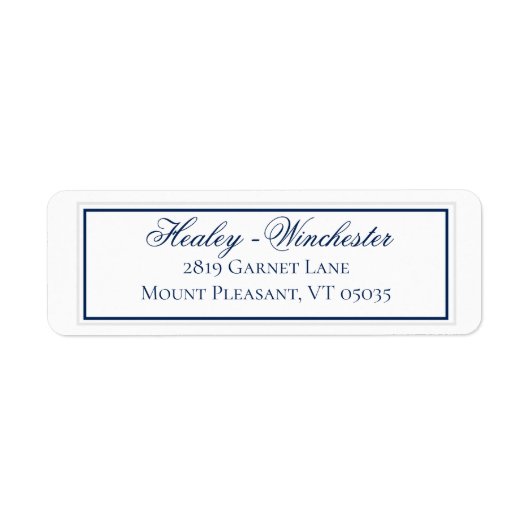 Elegant Navy Blue and White Wedding Address Label (Vorne)