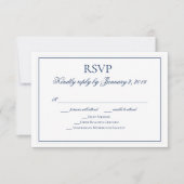 Elegant Navy Blue and White Wedding RSVP (Vorderseite)