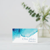 Elegant Navy Blue Aqua Visitenkarte (Stehend Vorderseite)