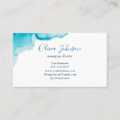 Elegant Navy Blue Aqua Visitenkarte (Rückseite)