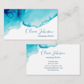 Elegant Navy Blue Aqua Visitenkarte (Vorne/Hinten)