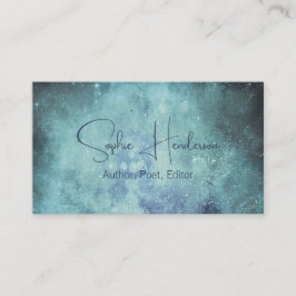 Elegant Navy Blue Aquamarin Galaxy Autor Writer Visitenkarte