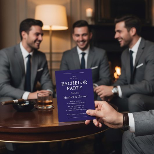 Elegant Navy Blue Bachelor Party  QR Code Einladung