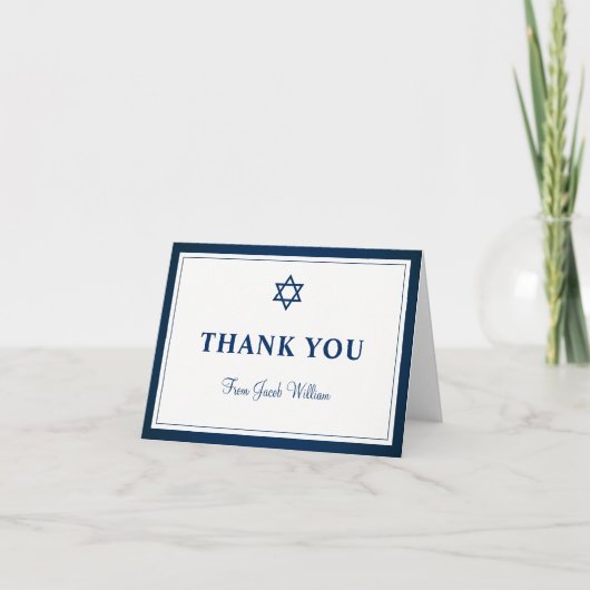 Elegant Navy Blue Bar Mitzvah Vielen Dank Dankeskarte (Vorderseite)