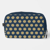 Elegant Navy Blue Beige Floral Pattern Waschbeutel (Vorderseite)