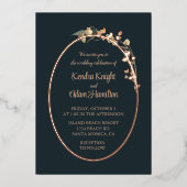 Elegant Navy Blue Beige Wildblume Floral Folieneinladung (Vorderseite)