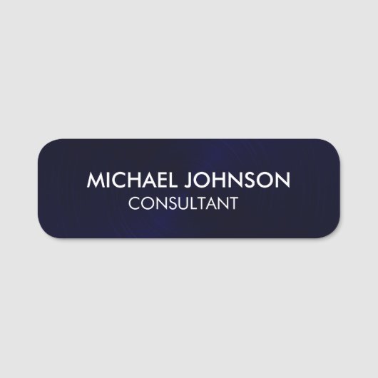 Elegant Navy Blue Beruflich Business Name Tag Namensschild (Vorderseite)