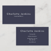 Elegant Navy Blue Beruflich Visitenkarte (Vorne/Hinten)