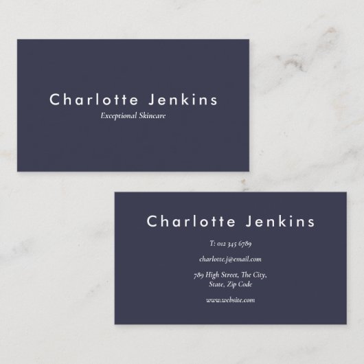 Elegant Navy Blue Beruflich Visitenkarte (Vorne/Hinten)