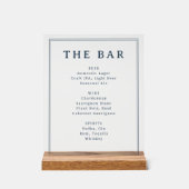 ** Elegant Navy Blue Beverage Guide Acrylschild (Vorderseite)