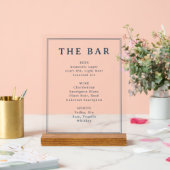 ** Elegant Navy Blue Beverage Guide Acrylschild (Hochzeit)