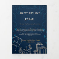 Elegant Navy Blue Birthday Card