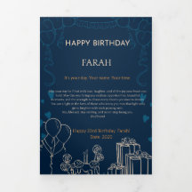 Elegant Navy Blue Birthday Card