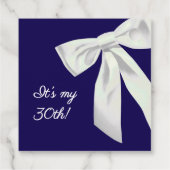 Elegant Navy Blue Birthday Gefälligkeitstriche mit Geschenkanhänger (Rückseite)