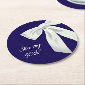 Elegant Navy Blue Birthday Paper Untersetzer (Angewinkelt)