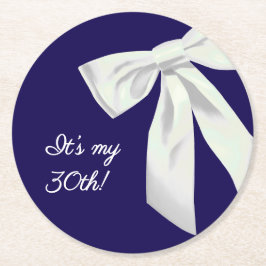 Elegant Navy Blue Birthday Paper Untersetzer