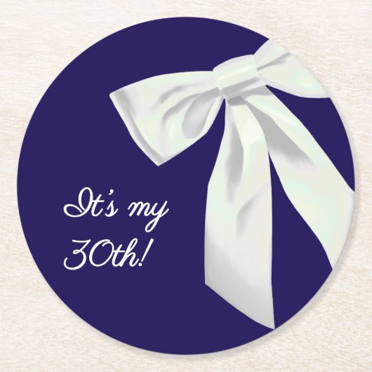 Elegant Navy Blue Birthday Paper Untersetzer (Vorderseite)