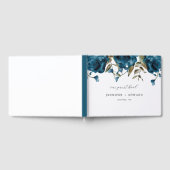 Elegant Navy Blue Blume Wedding Gästebuch (Voll)