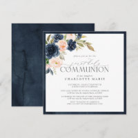 Elegant Navy Blue Blush Pink Floral Heilige Kommun