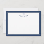 Elegant Navy Blue Border Monogram Mitteilungskarte (Vorderseite)