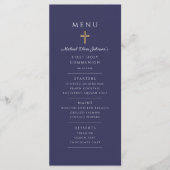 Elegant Navy Blue Boy First Communion Menükarte (Vorderseite)