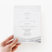 Elegant Navy Blue Boy Taufe Silver Folieneinladung