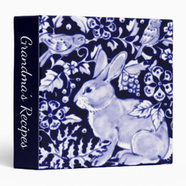 Elegant Navy Blue Bunny Rabbit Birds Dedham Delft 3,8 Cm Ordner