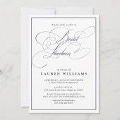 Elegant Navy Blue Calligraphy Bridal Luncheon Einladung (Vorderseite)