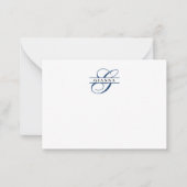Elegant Navy Blue Calligraphy Split Monogram Mitteilungskarte (Vorderseite)