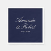 Elegant Navy Blue Calligraphy Wedding Serviette (Vorderseite)