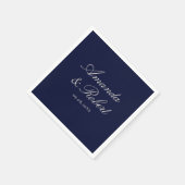 Elegant Navy Blue Calligraphy Wedding Serviette (Ecke)
