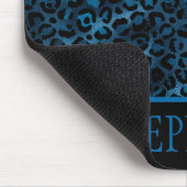 Elegant Navy Blue Cheetah Leopard Print Name Mousepad (Ecke)