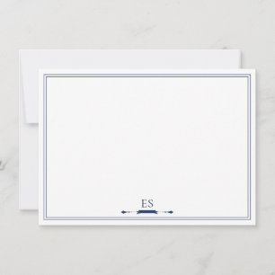 Elegant Navy Blue Chic Initial Monogram Mitteilungskarte