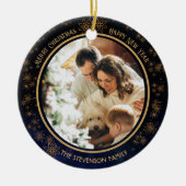 Elegant Navy Blue Christmas 2 Foto Keramik Ornament (Vorne)