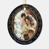 Elegant Navy Blue Christmas 2 Foto Keramik Ornament (Links)