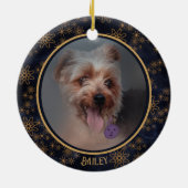 Elegant Navy Blue Christmas 2 Foto Keramik Ornament (Hinten)