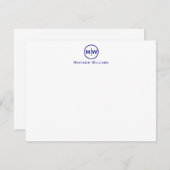 Elegant Navy Blue Circle Two Monogram Initial Mitteilungskarte (Vorne/Hinten)