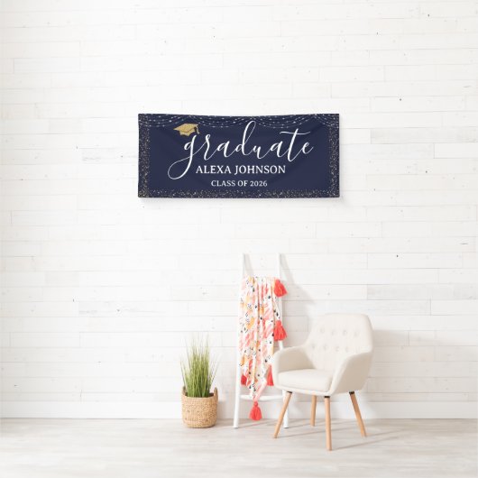 Elegant Navy Blue Class Of 2026 Graduate Banner (Insitu)